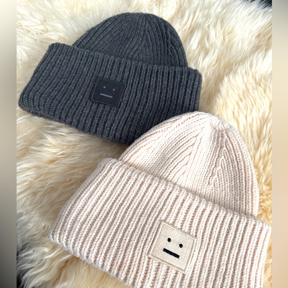 Acne studios 2 beanies gray and white